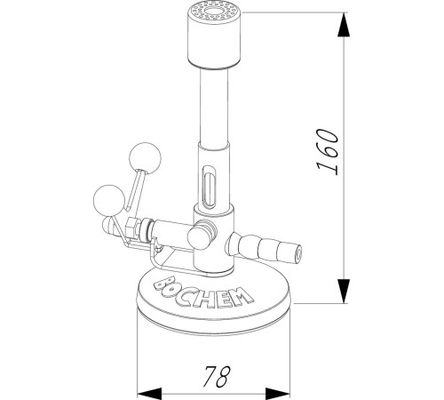 Горелка Bochem Бунзена с откидным клапаном, мультигазовая