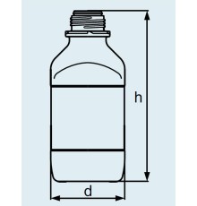Бутыль DURAN Group 1000 мл, GL45, квадратная, узкогорлая, с противопылевой крышкой и сливным кольцом, коричневое силикатное стекло